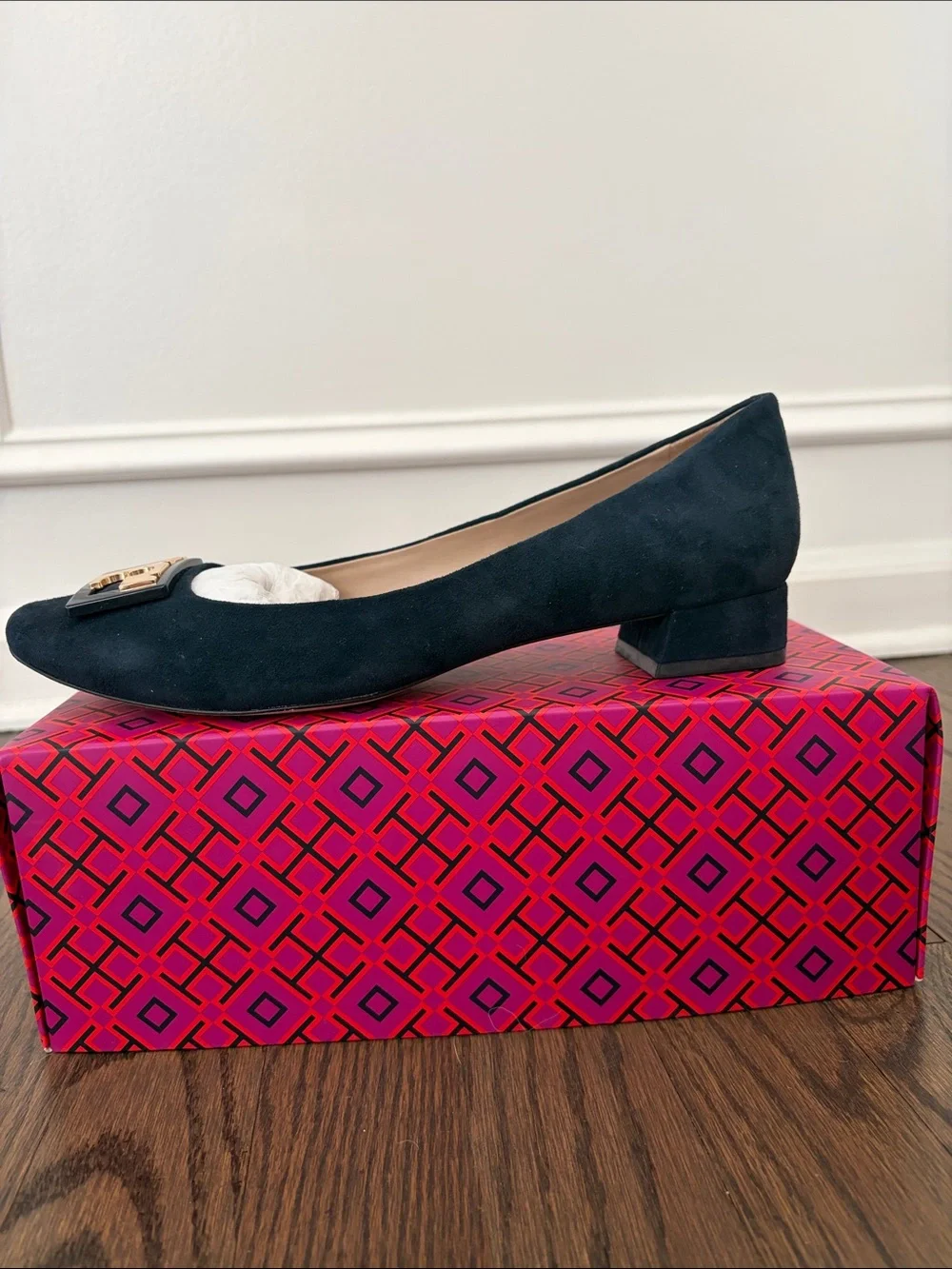 Tory Burch Gigi Navy Suede Pump - Embellished Flats
